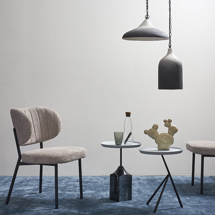 Столик приставной sustainable collection, D38 см, серо-голубой/черный