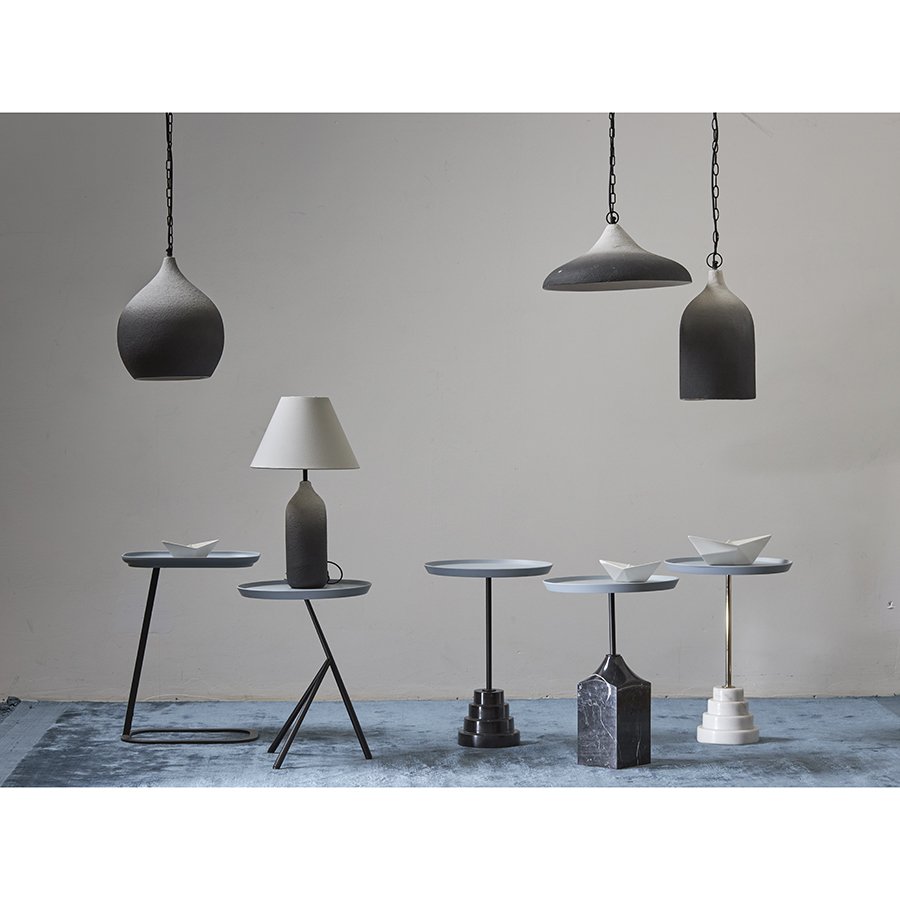 Столик приставной sustainable collection, D38 см, серо-голубой/черный