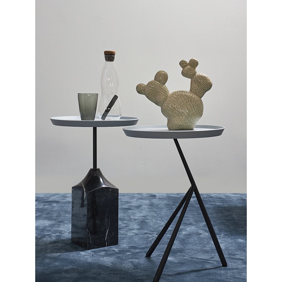 Столик приставной sustainable collection, D38 см, серо-голубой/черный