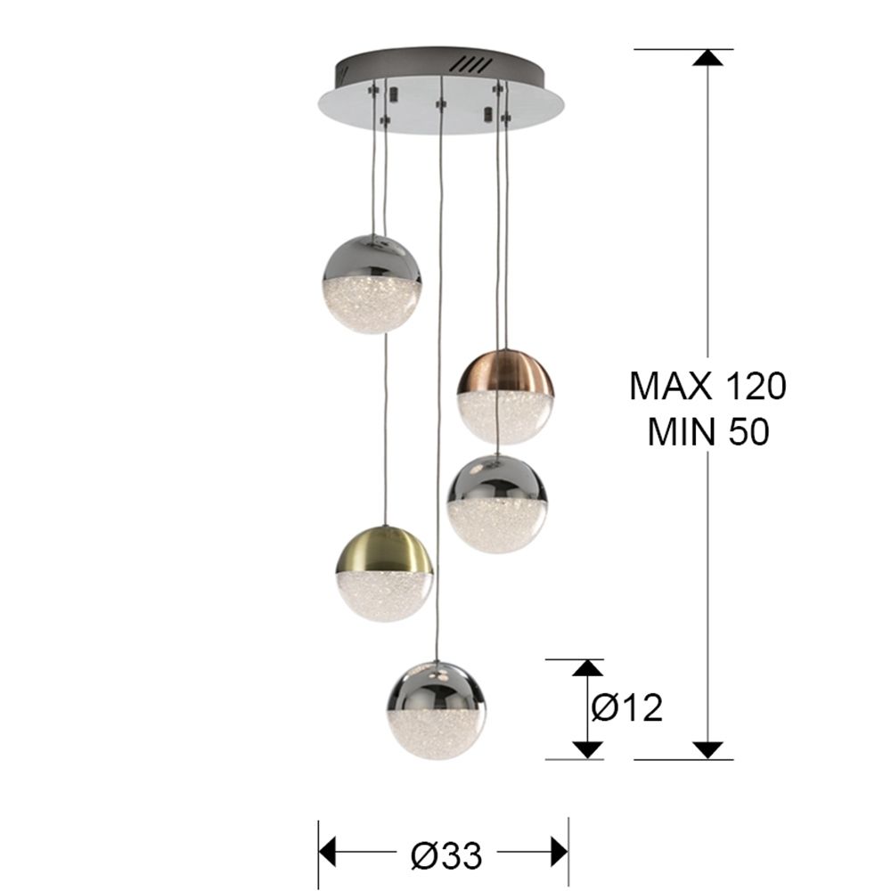 Подвесной светильник Sphere 5L LED Ø33 DIM разноцветный