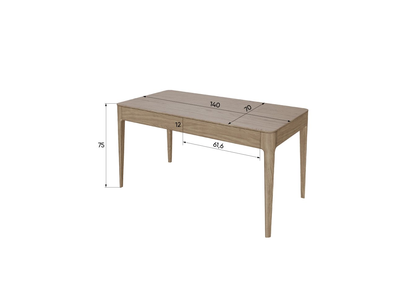 Стол письменный Type oak 140*70 см (чёрный)