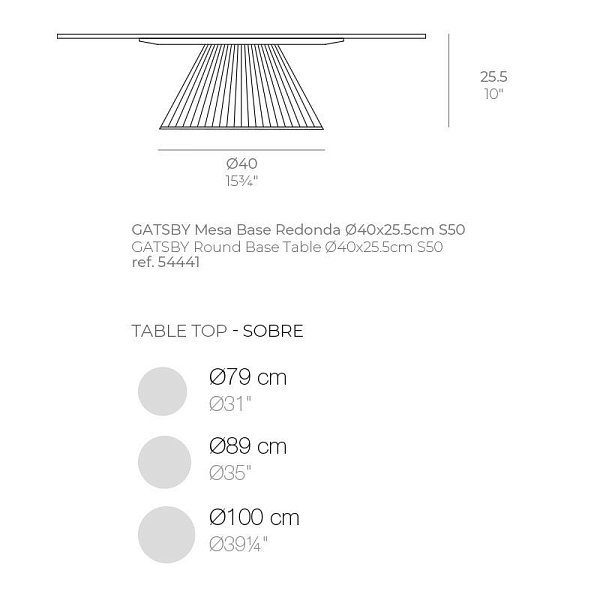 Столик Gatsby база ø40x25 s50 (столешница ø 79,89,100)