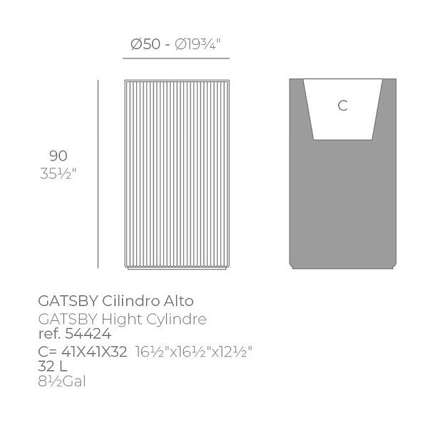 Кашпо Gatsby cylinder ø50x90