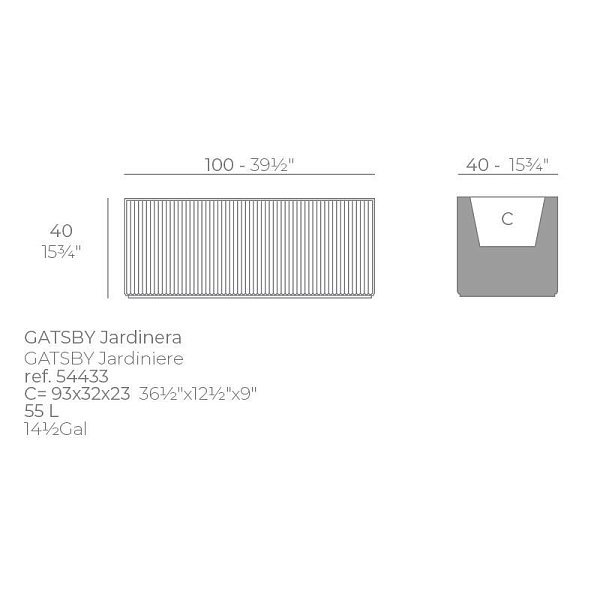 Кашпо Gatsby jardiniere 100x40x40