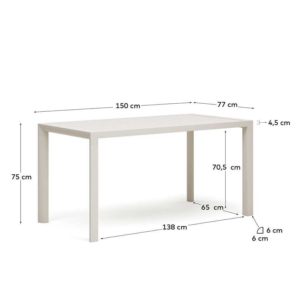 Culip Алюминиевый уличный стол с порошковым покрытием белого цвета 150 x 77 см
