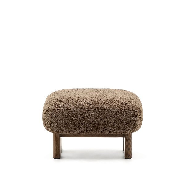 Пуф Cabana Taupe Boucle с ножками в отделке орех 65x55,4