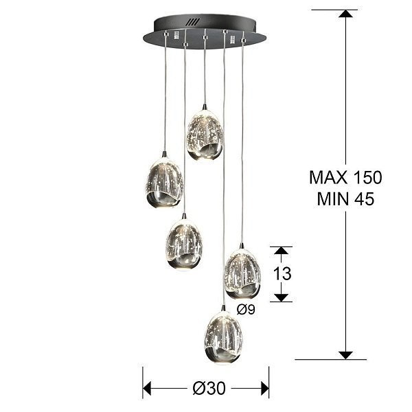 Подвесной светильник Rocio LED 5L Ø30 хром