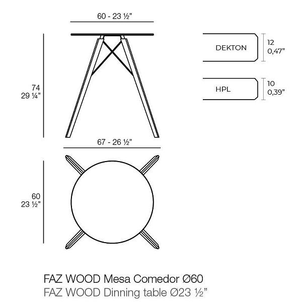 Обеденный стол Faz на деревянных ножках ø60x74
