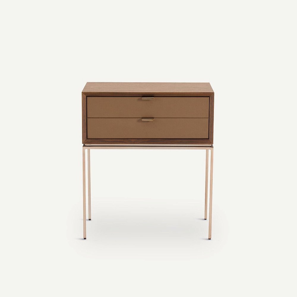 Столик у изголовья из орехового деревакожи Delina единый размер каштановый
