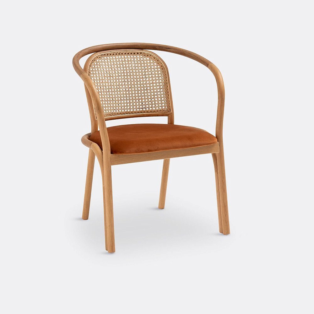 Кресло для столовой из дуба и плетения Joana единый размер оранжевый