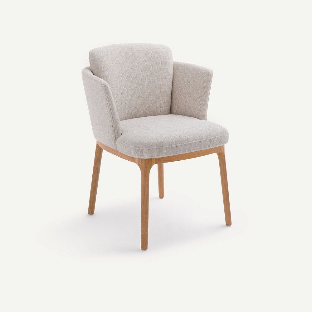 Кресло из дуба и фактурной ткани Jabote единый размер бежевый