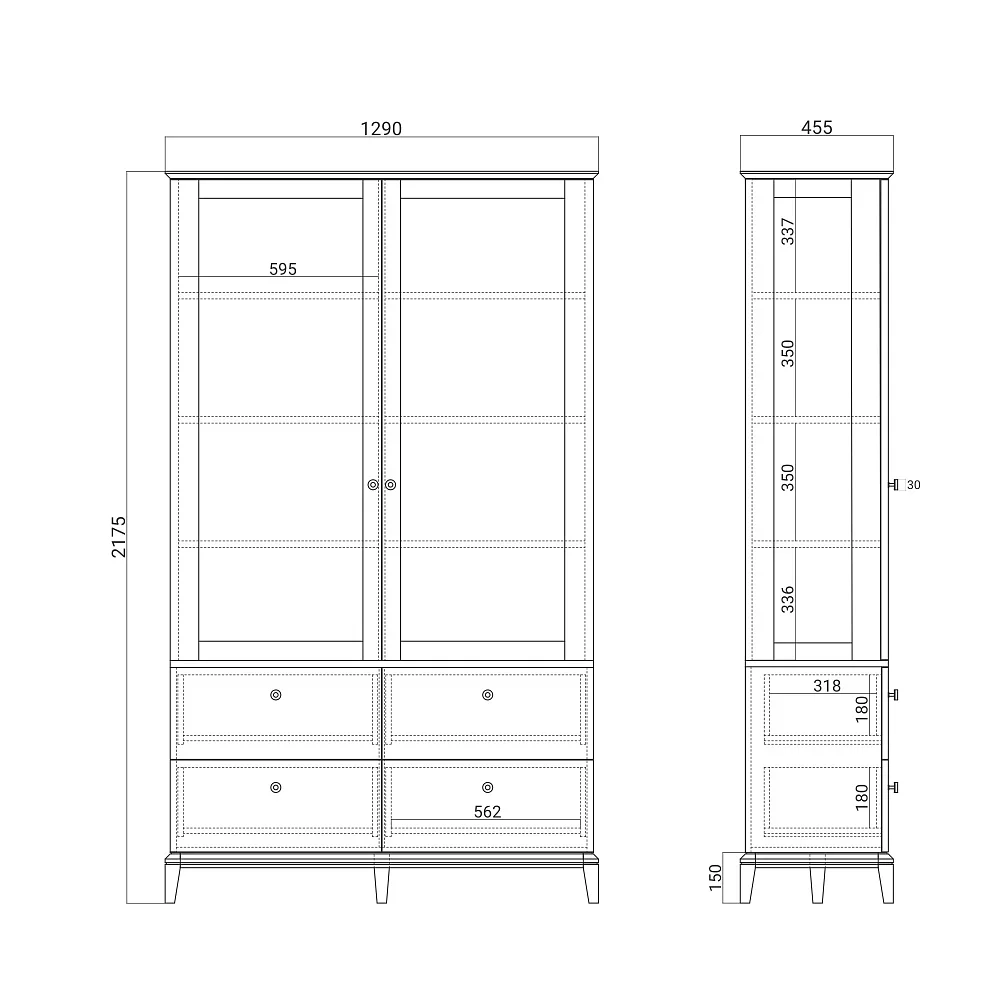 Витрина CR179 Дуб тобакко, бетон RAL7037