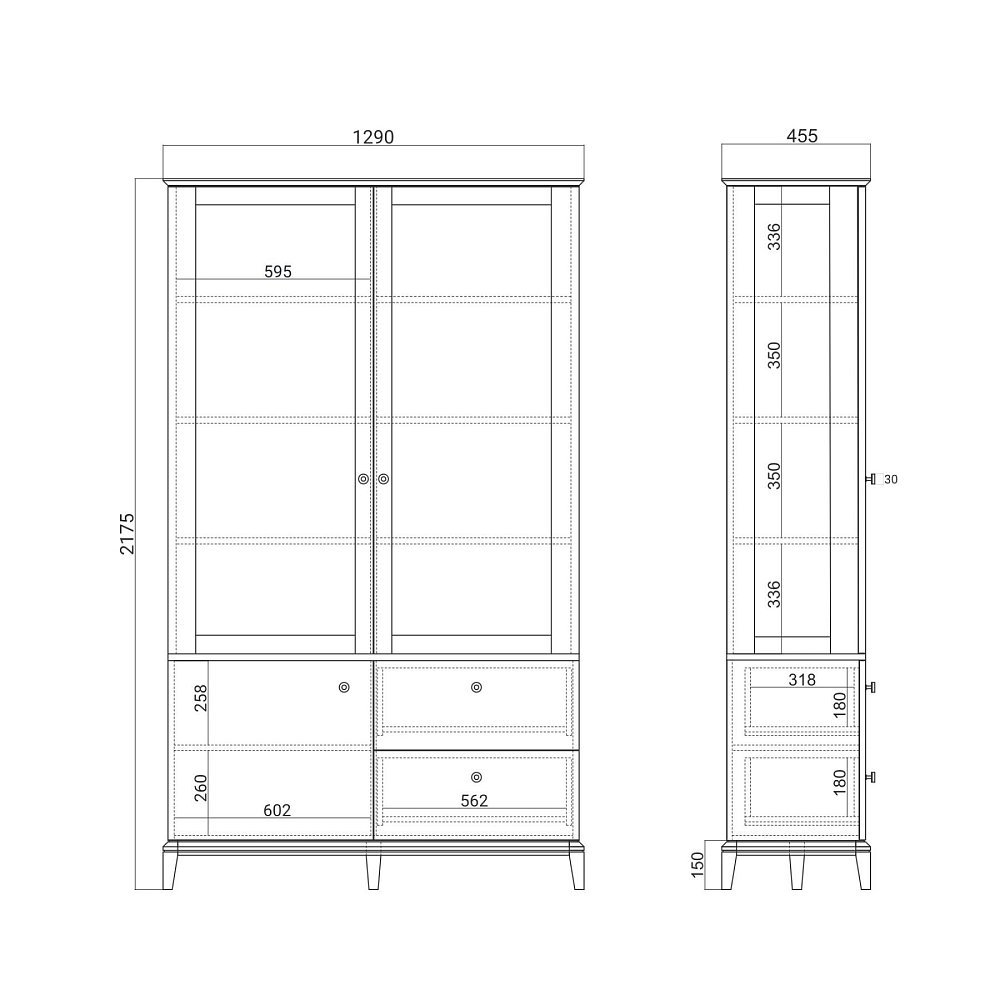 Витрина CR170 Дуб тёмный, речной камень RAL 7030