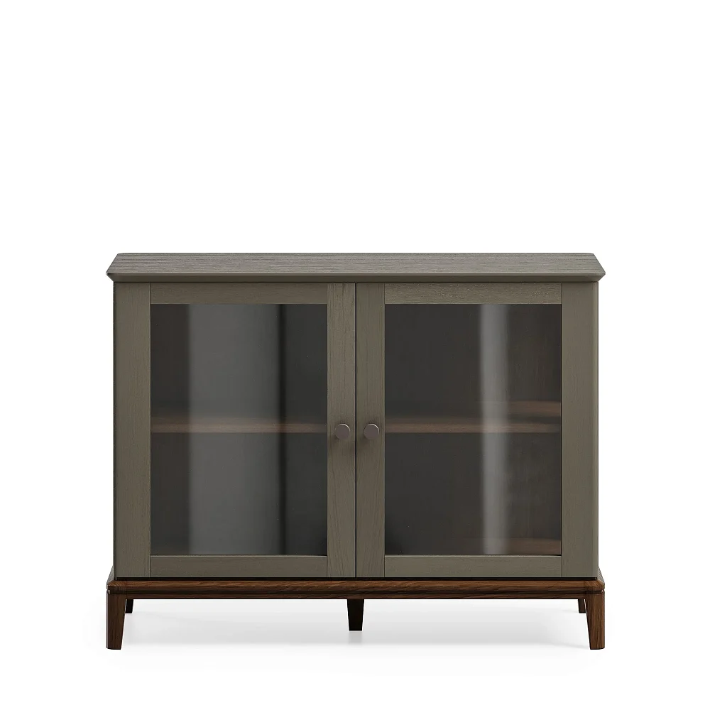 Низкая витрина CR160 Дуб тёмный, дымчатый кварц RAL 7039