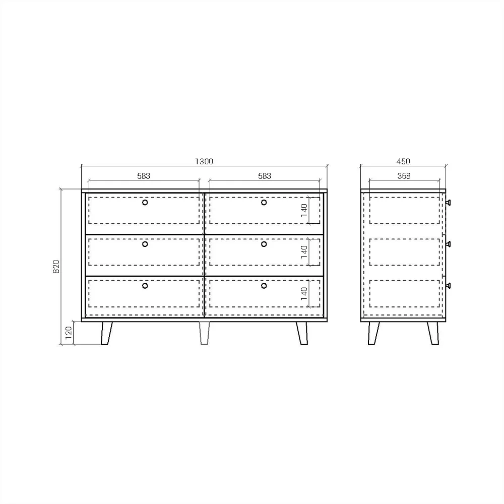 Комод TW042 Дуб тобакко, маренго RAL 5008