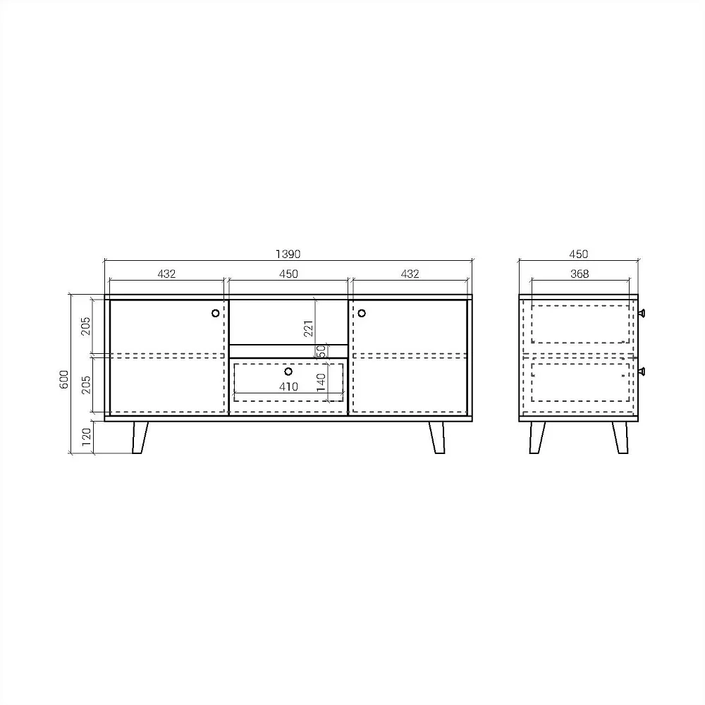 Тумба под ТВ TW047 Дуб тобакко, хвоя RAL 6009