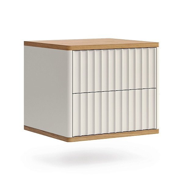 Прикроватная тумба подвесная VR4 Натуральный дуб, ваниль RAL 9010