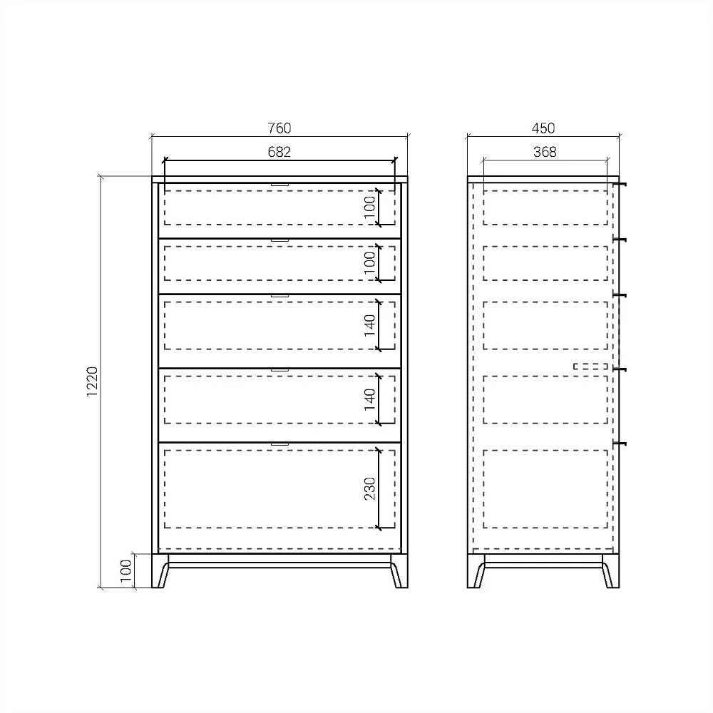 Высокий комод CS024 Темный дуб, изумруд RAL 6004