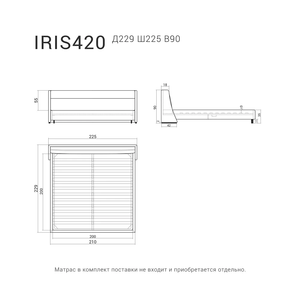 Кровать IRIS 420 Тёмный бук, Gravitacia 20