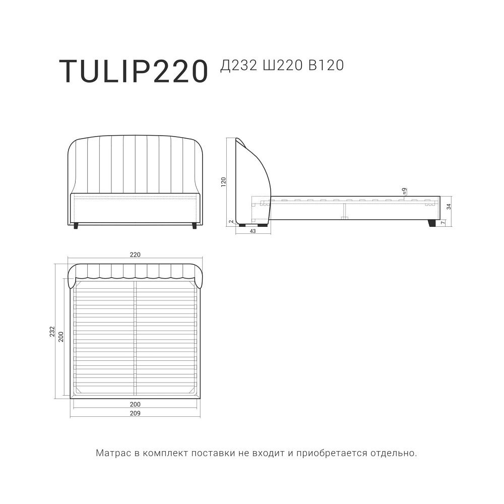 кровать TULIP 220 Тобакко бук, Enigma 08