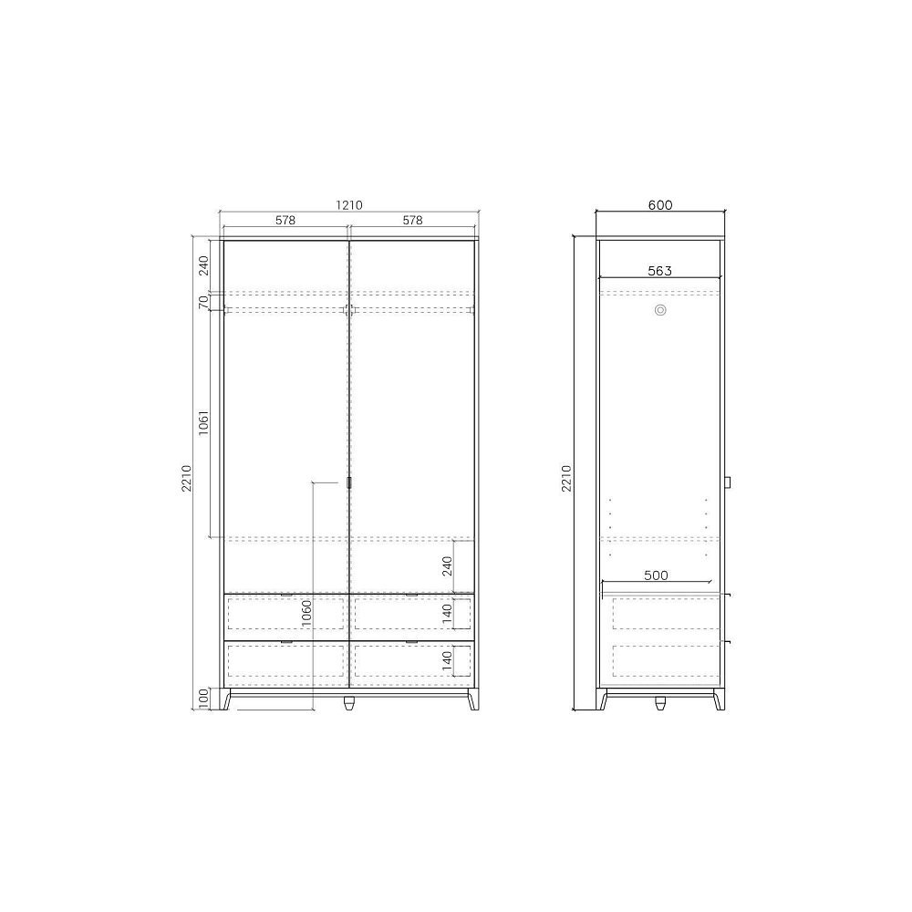 Шкаф Case CS217 Осветленный дуб, олово RAL 7046