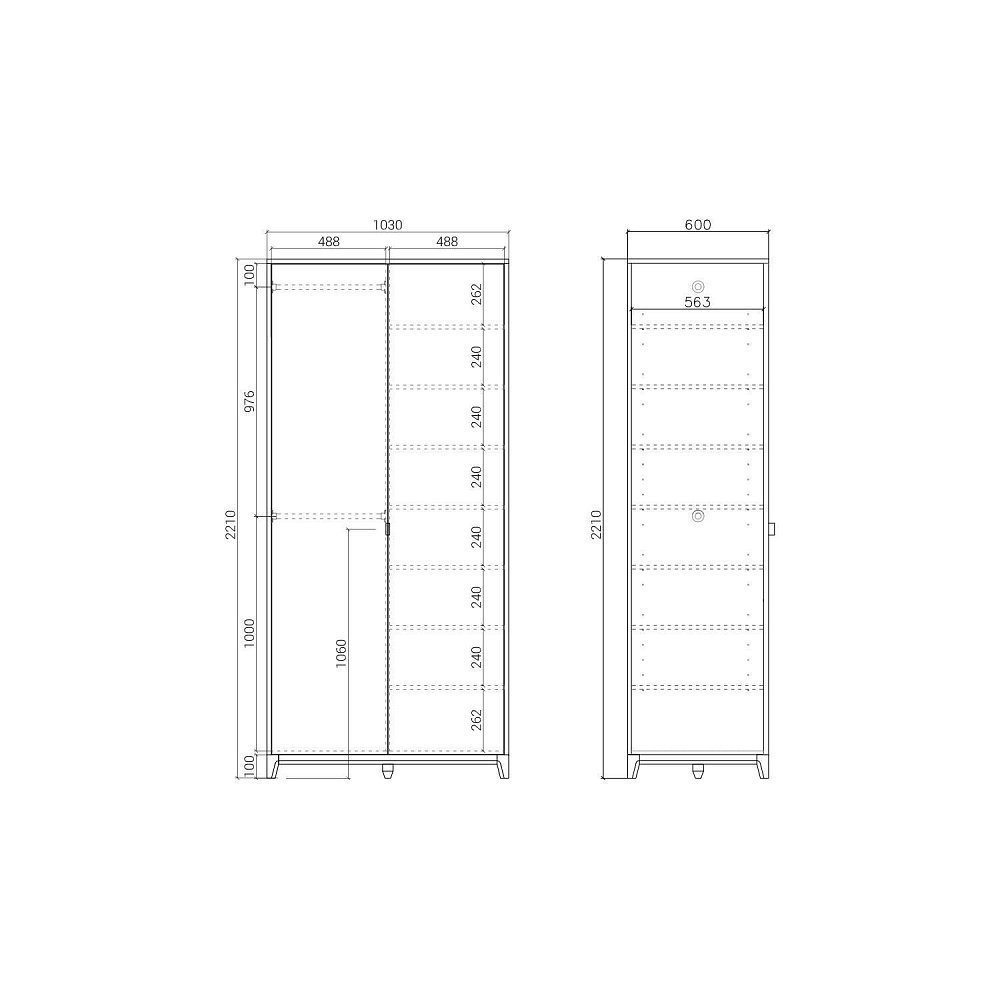Шкаф Case CS210 Натуральный дуб, туман RAL 7040