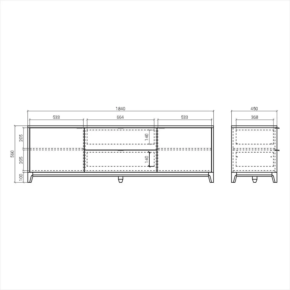 Тумба под тв Case CS090 Дуб тобакко, маренго RAL 5008