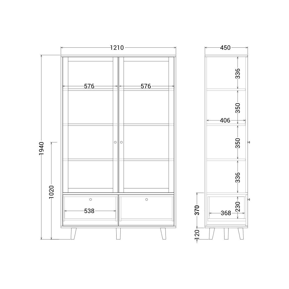 Витрина Twin TW177 Дуб осветлённый, платиновый RAL 7036