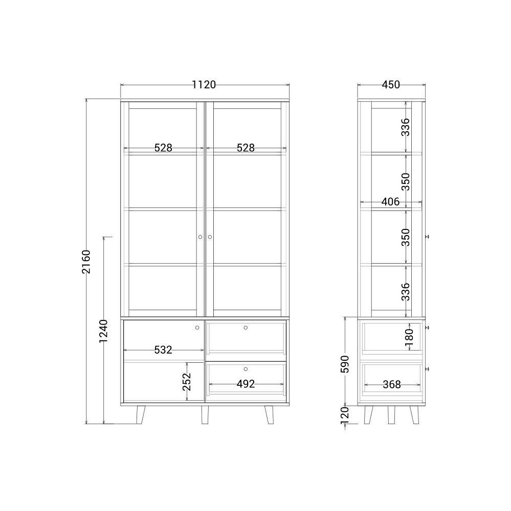 Витрина Twin TW170 Дуб тобакко, графитовый RAL 7016