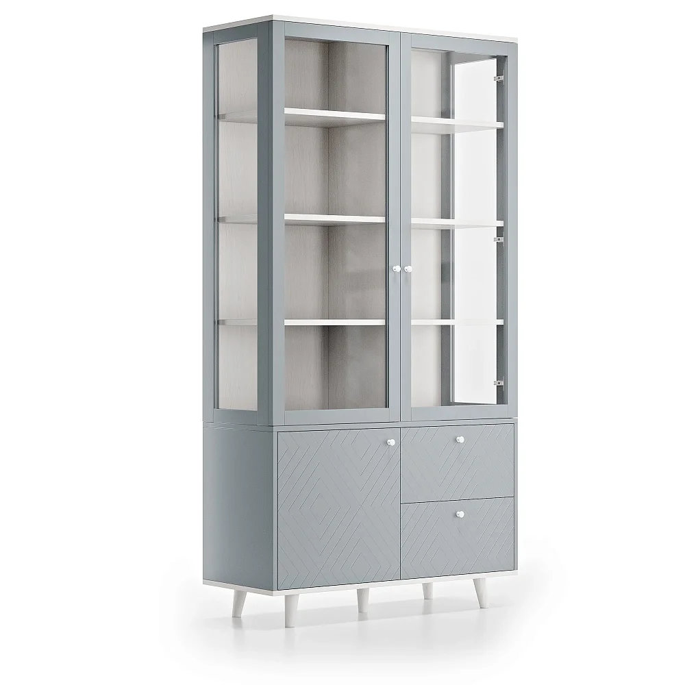 Витрина TW170 Дуб белёный, олово RAL 7046