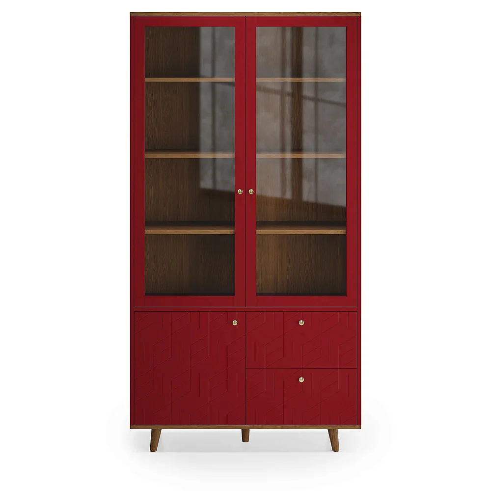 Витрина TW171 Дуб тобакко, марсала RAL 3005