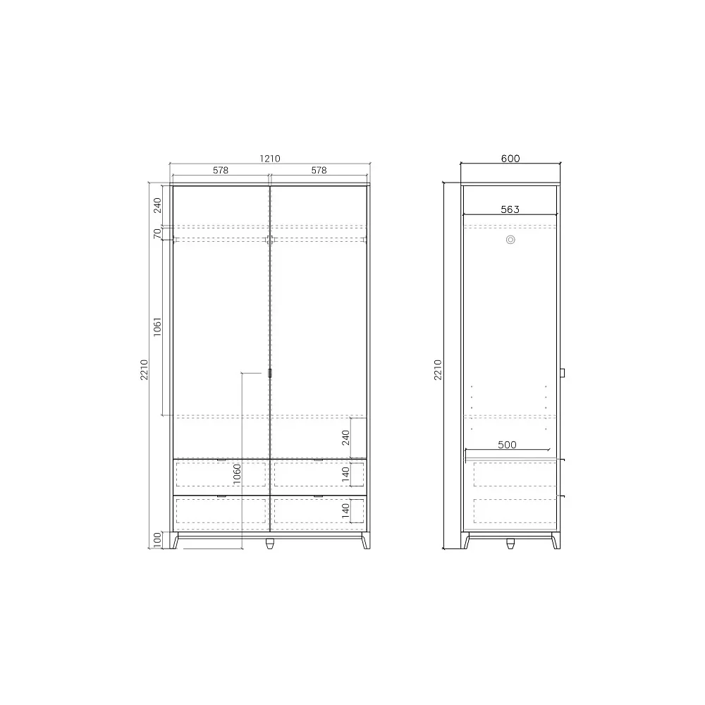 Шкаф Case CS217 Темный дуб, речной камень RAL 7030