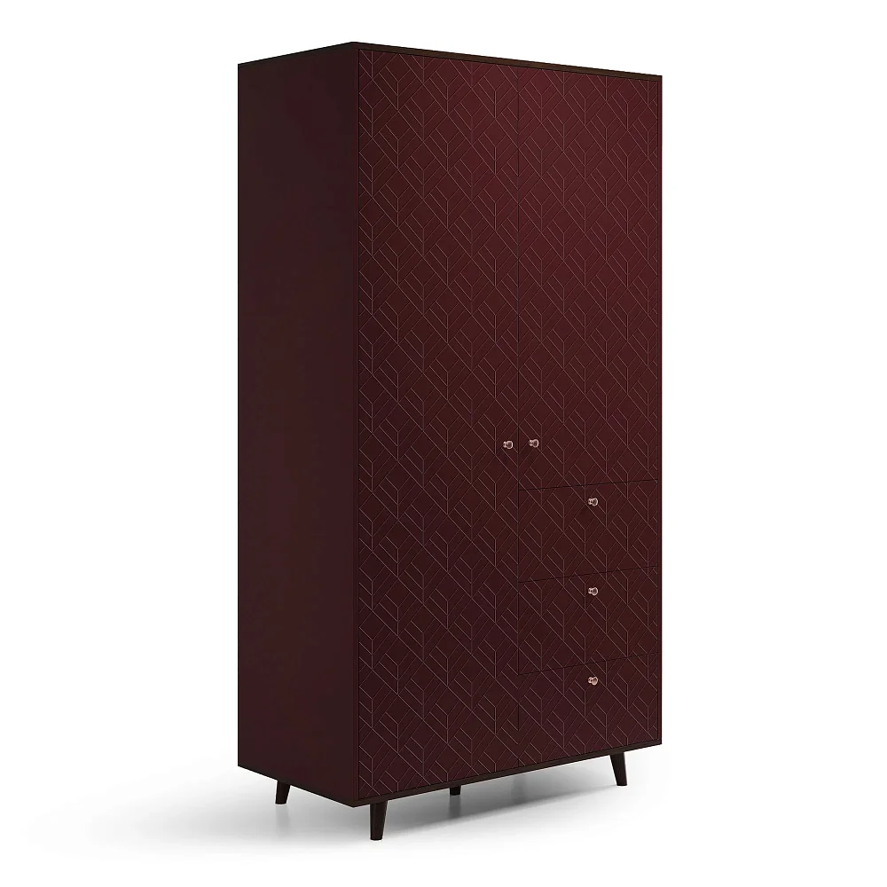Шкаф Twin TW218 Темный дуб, бордо RAL 3007