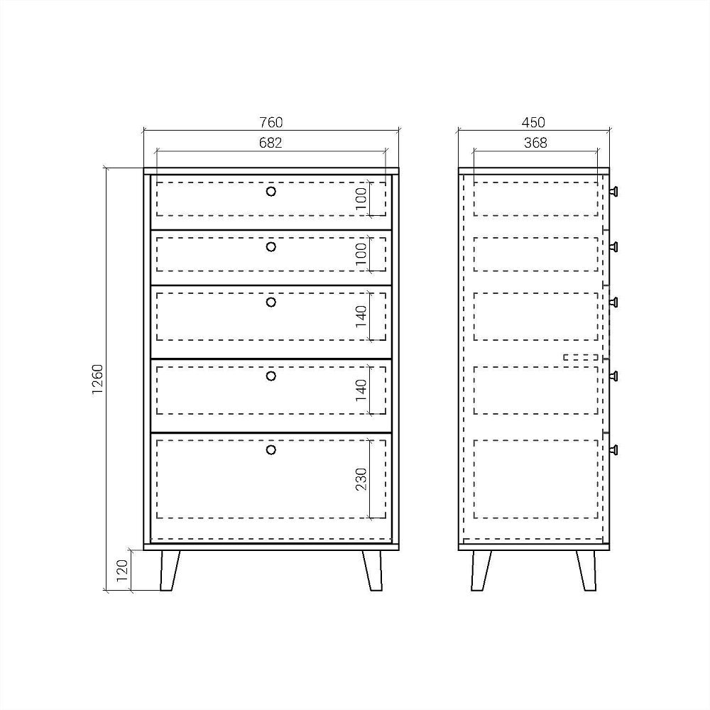 Высокий комод Twin TW024 туман RAL 7040