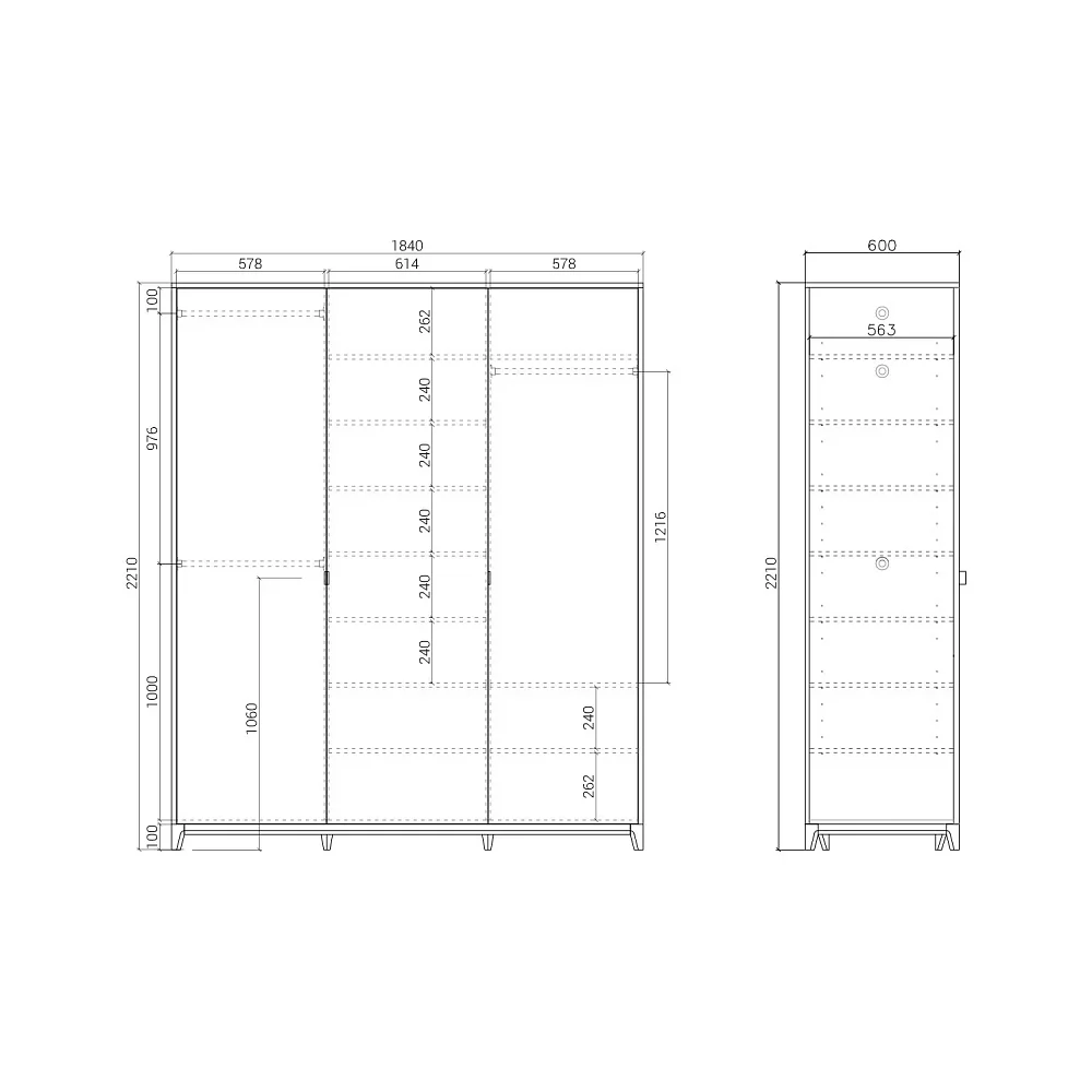 Шкаф Case CS225 Чёрный дуб, серый гранит RAL 7031