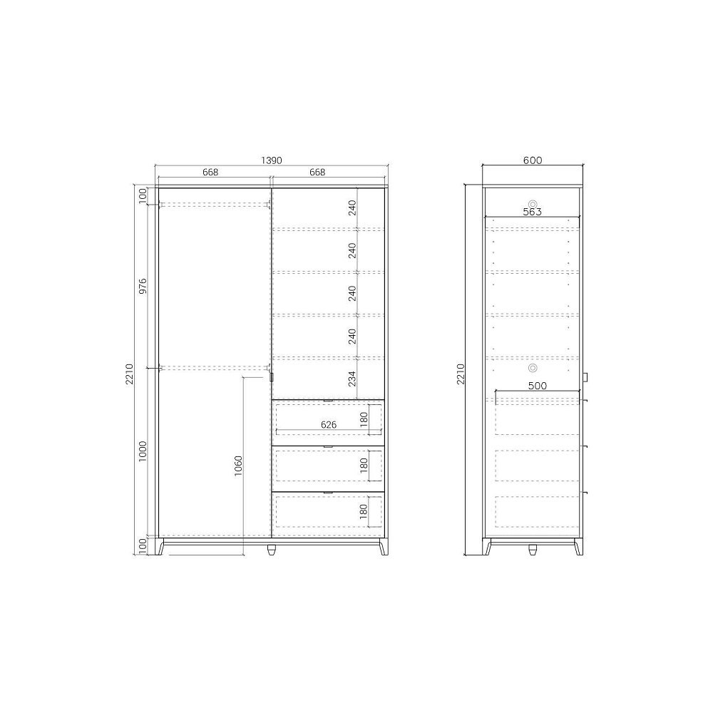 Шкаф Case CS222 Белёный дуб, туман RAL 7040