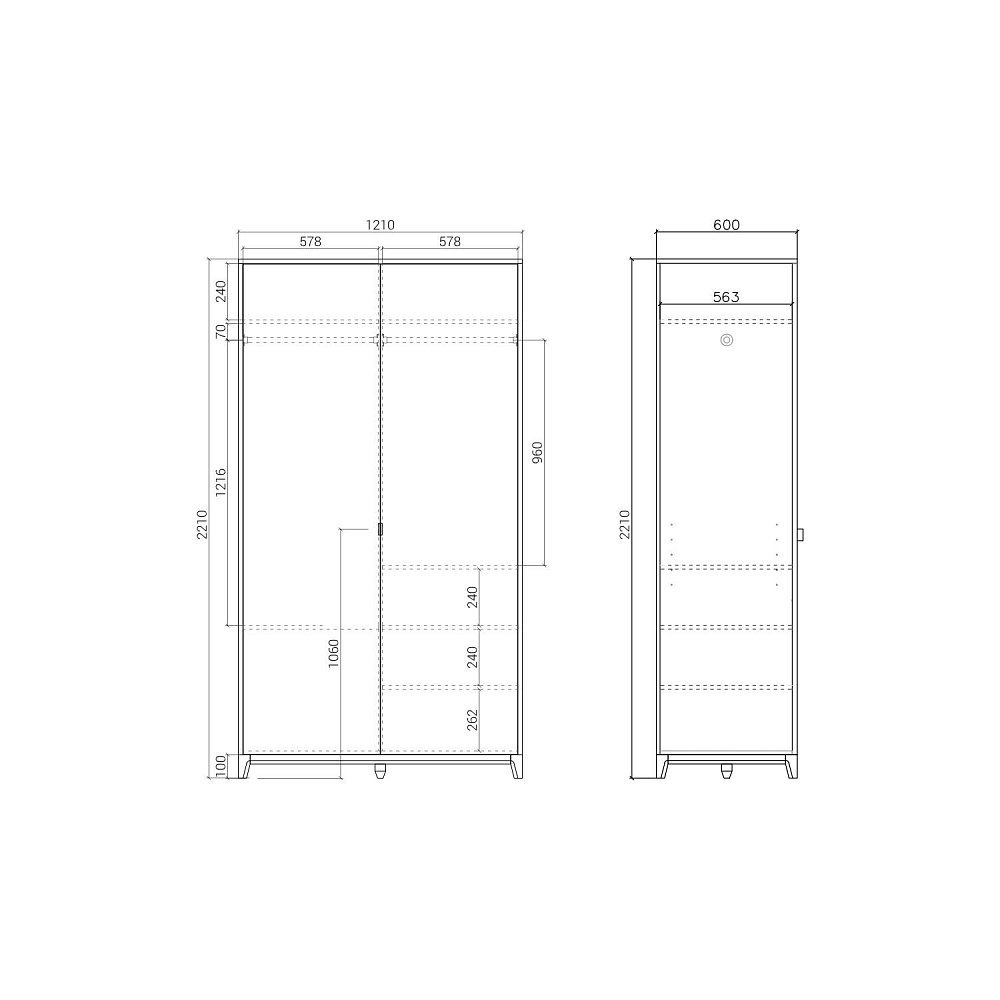 Шкаф Case CS216 Натуральный дуб, туман RAL 7040