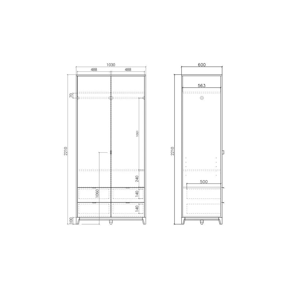 Шкаф Case CS212 Темный дуб, оливковый RAL 7003