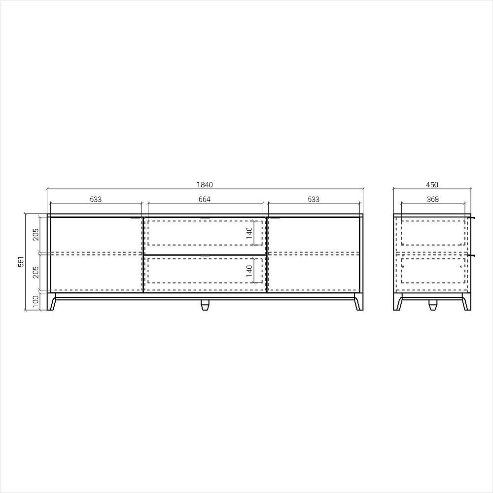 Тумба под тв Case CS090 бетон RAL 7037