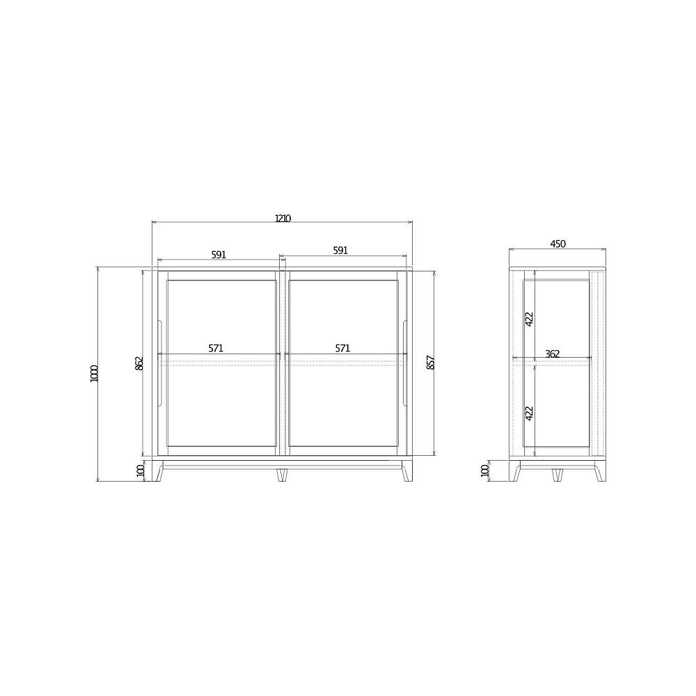 Низкая витрина Case CS160 уголь RAL 7021