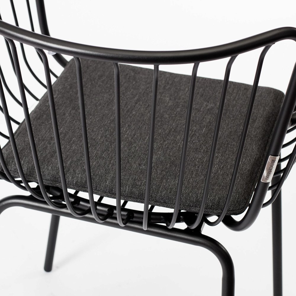 Стул Ольбия металлический тон черный подушка ткань черная