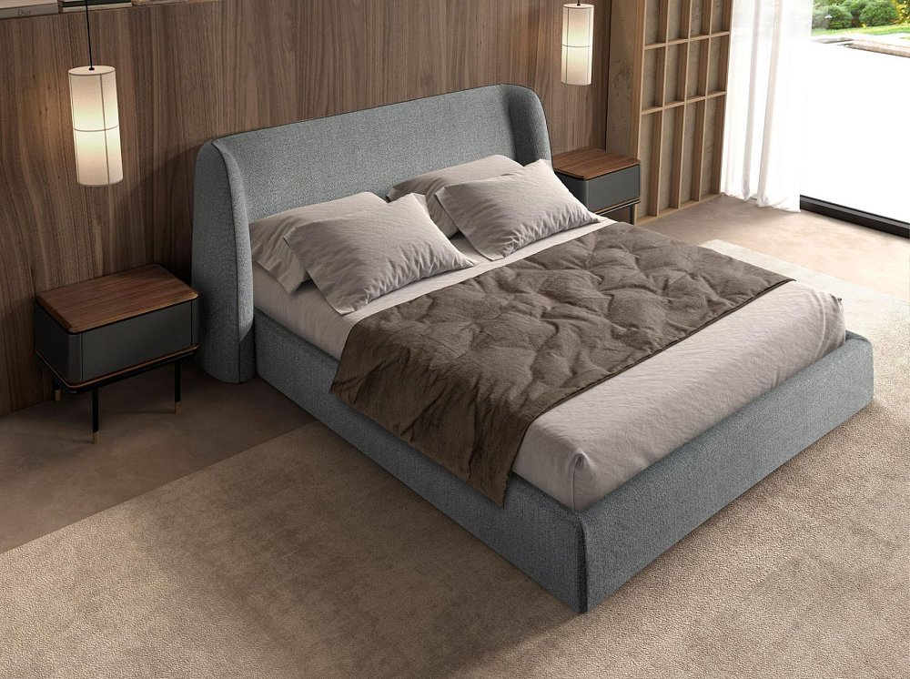 Кровать 7145 из темно-серой ткани