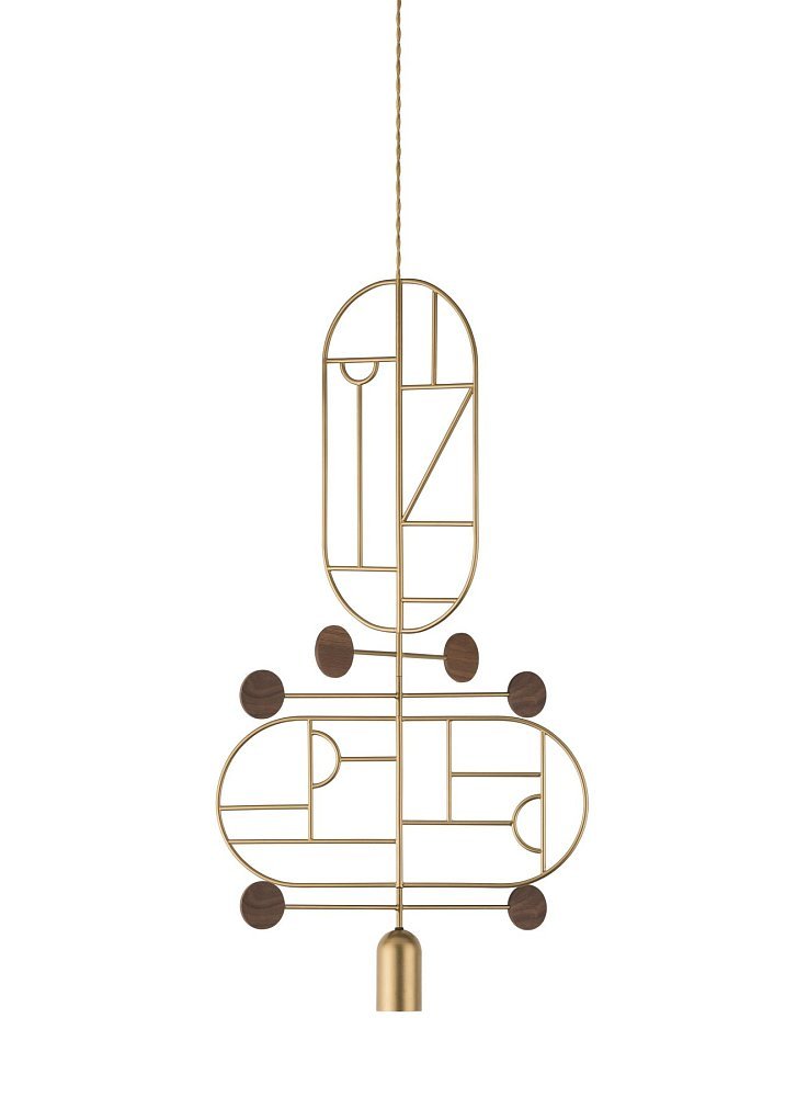 Подвесной светильник Wooden Dots WDS13 латунь-орех