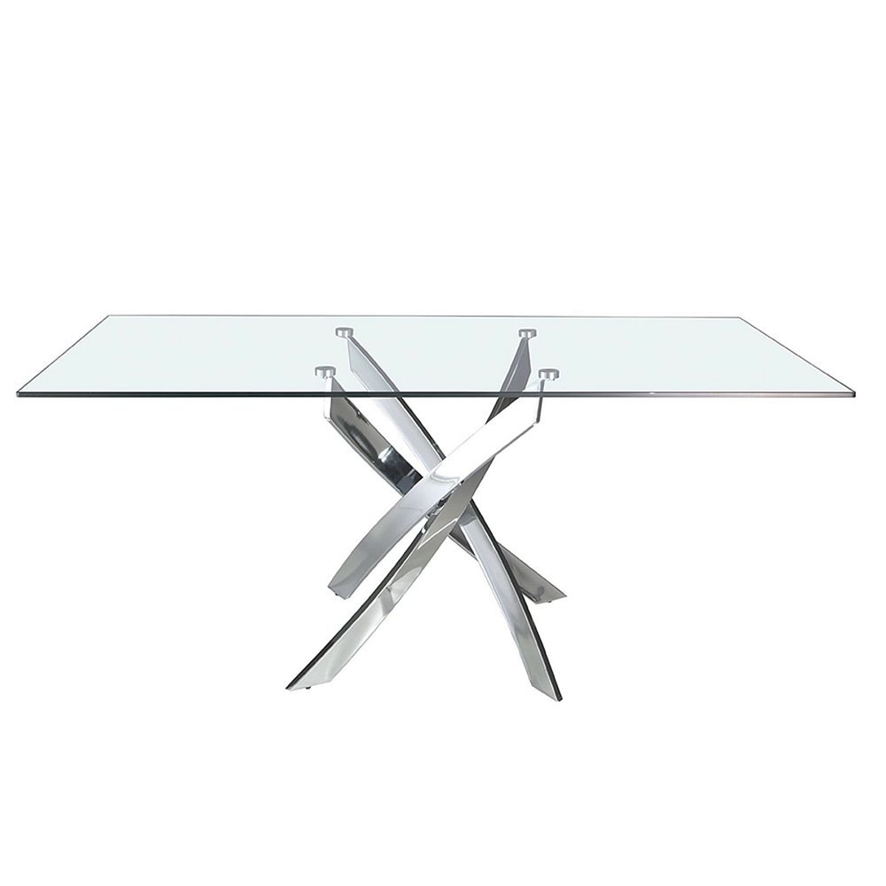 Стол обеденный прямоугольный F2133 /1061 стекло 140x95 с ножками из нержавеющей стали