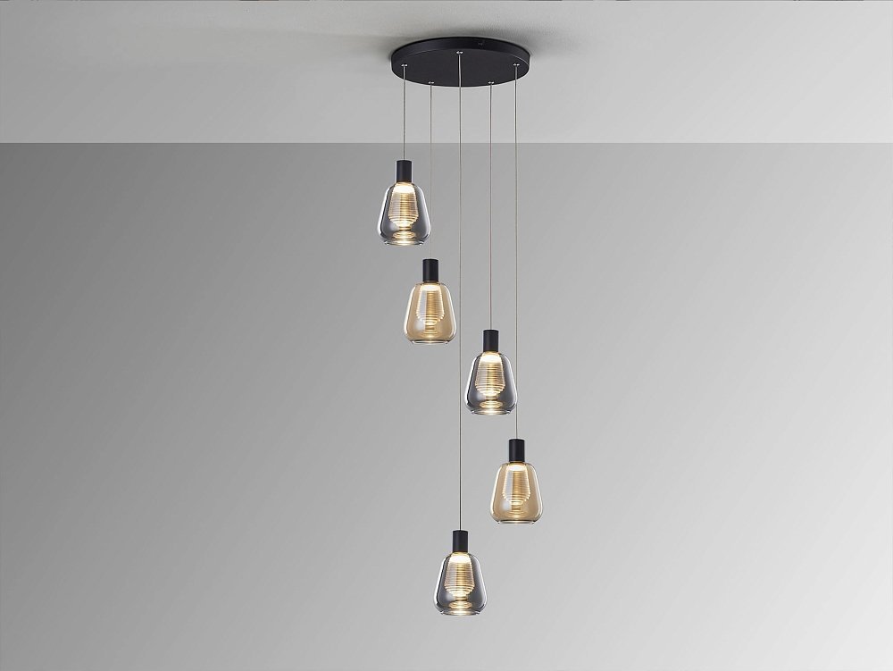 Люстра Carisa 5L черный/золотой D40