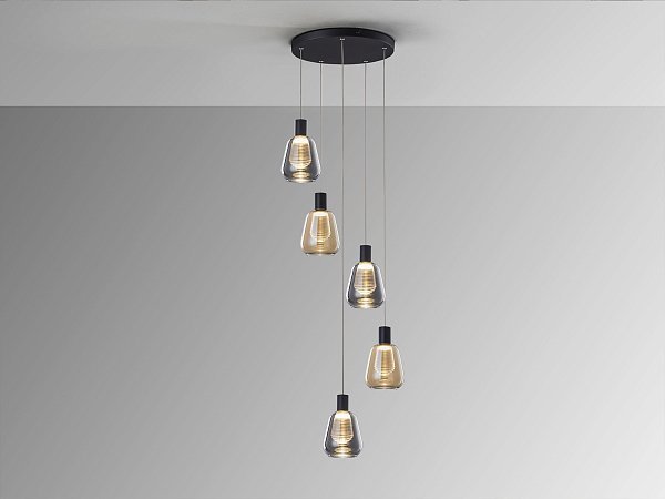 Люстра Carisa 5L черный/золотой D40