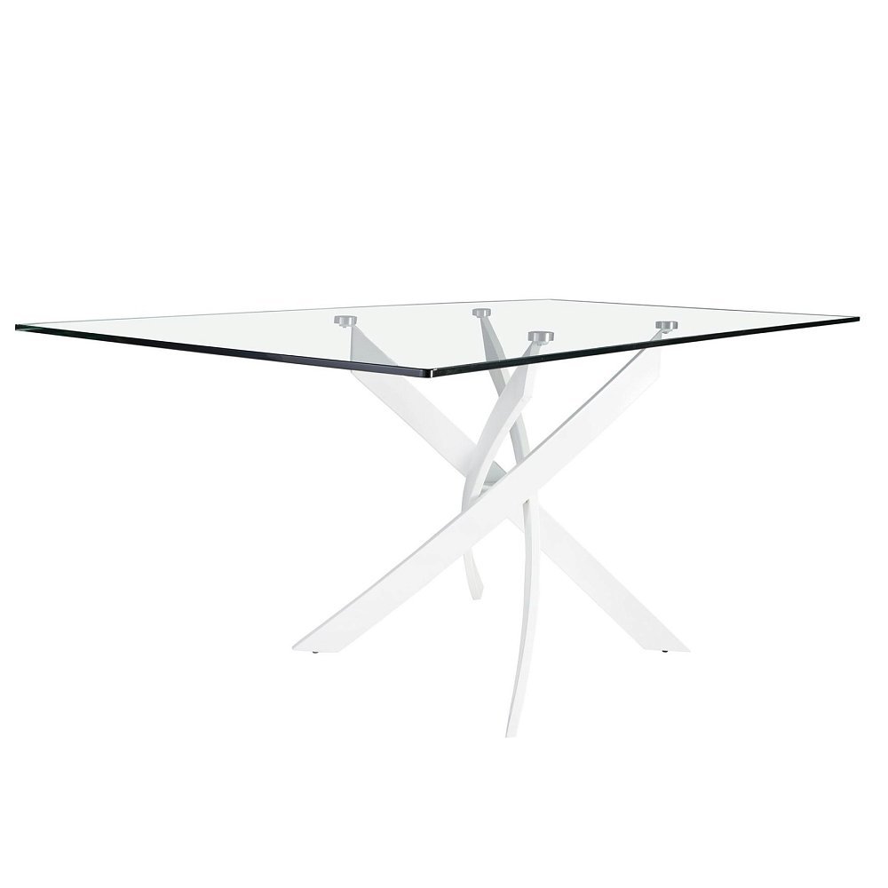 Прямоугольный обеденный стол 1138/F2133-BLANCO 150x95 стеклянный с белыми ножками
