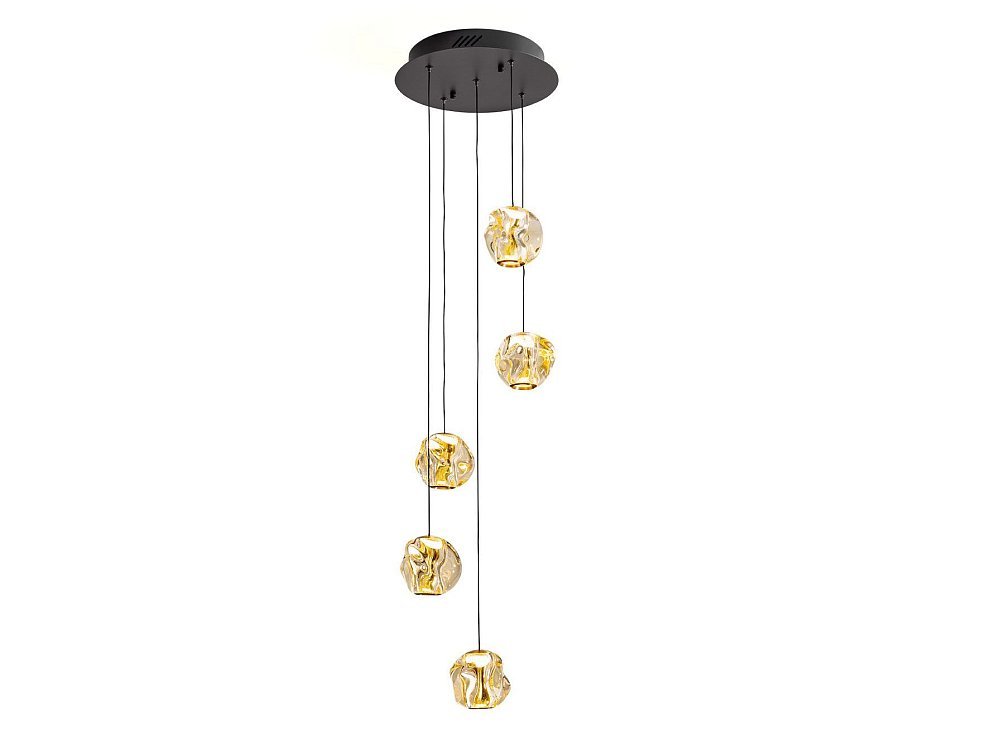 Люстра Zaria 5L черный/бронзовый/янтарный D25 DIM