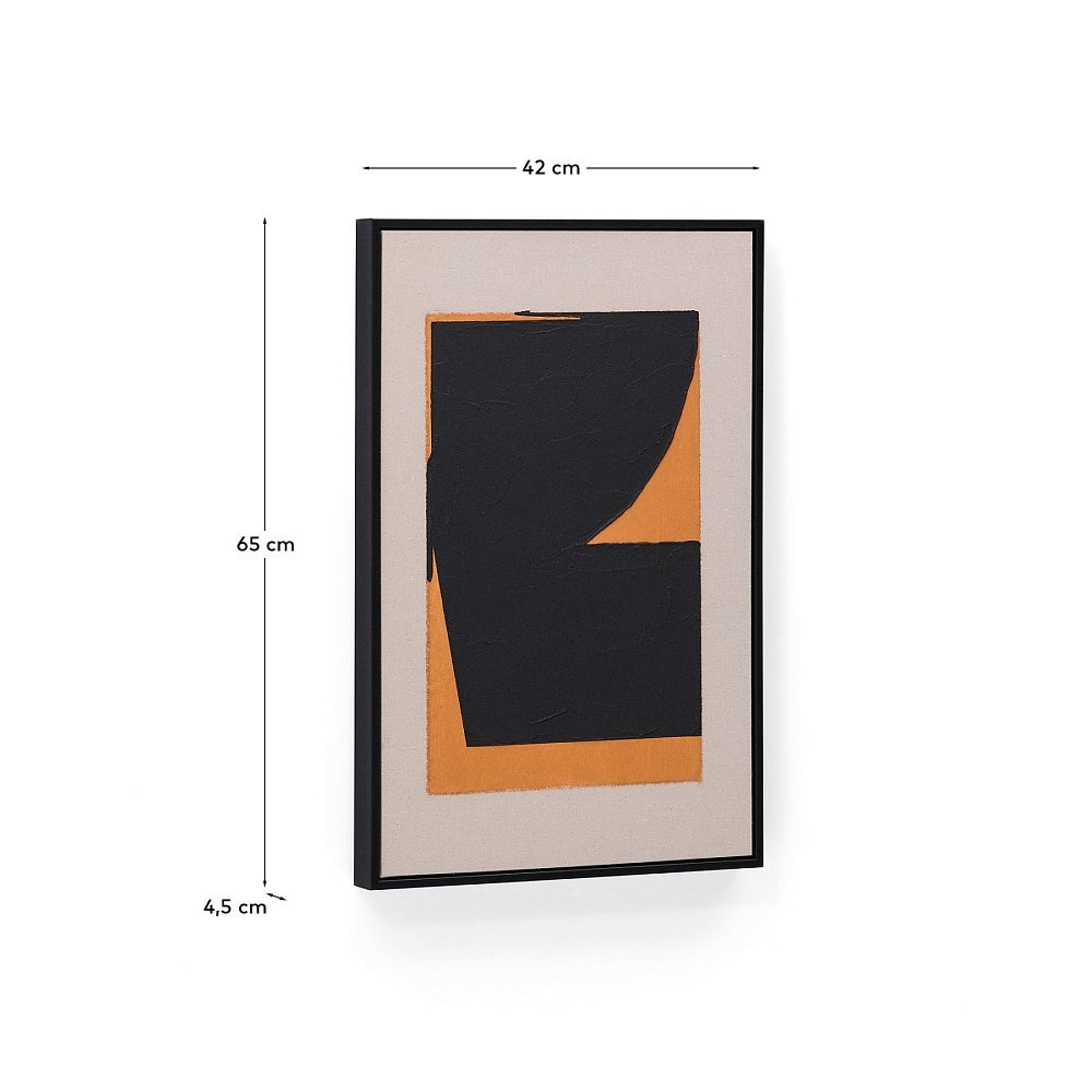 Zernu Абстрактная картина на оранжево-чёрном льняном холсте, 42 x 65 см