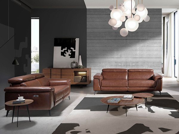 Диван 2-х местный 5319-2P-M1595 /6116 с реклайнером коричневый